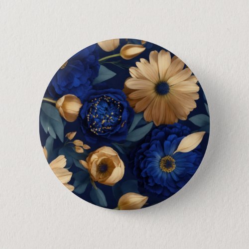ButtonRoyal Indigo Florals Luxurious Dark Blue  Button