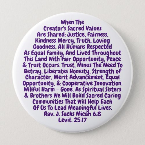Button Short Reminder To Live Our Sacred Values