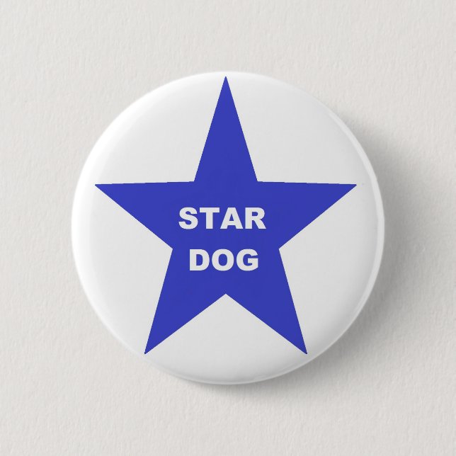 Button Star Dog on Blue Star (Front)