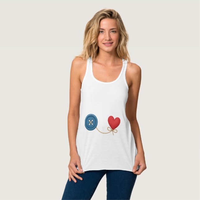  Button & Thread of Love – Cute Heart Design Tank Top (Front Full)
