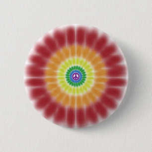 Button, Tie Dye Peace Sign Rainbow Explosion Button