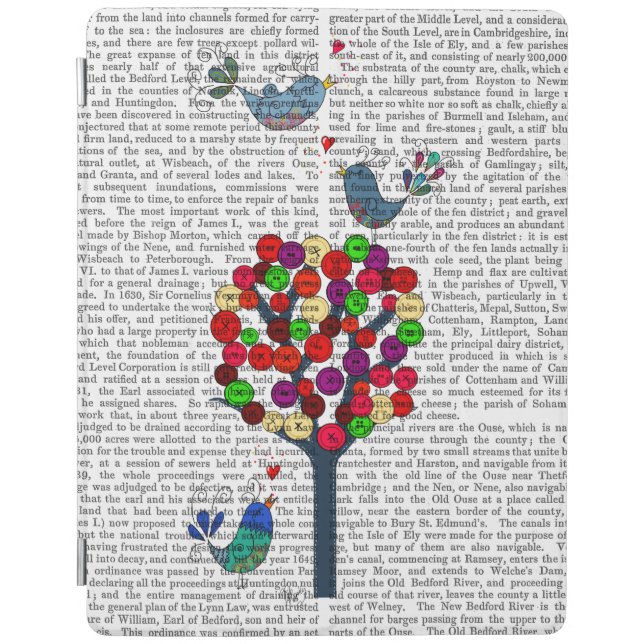Button Tree and Birds Blue iPad Air Cover (Front)