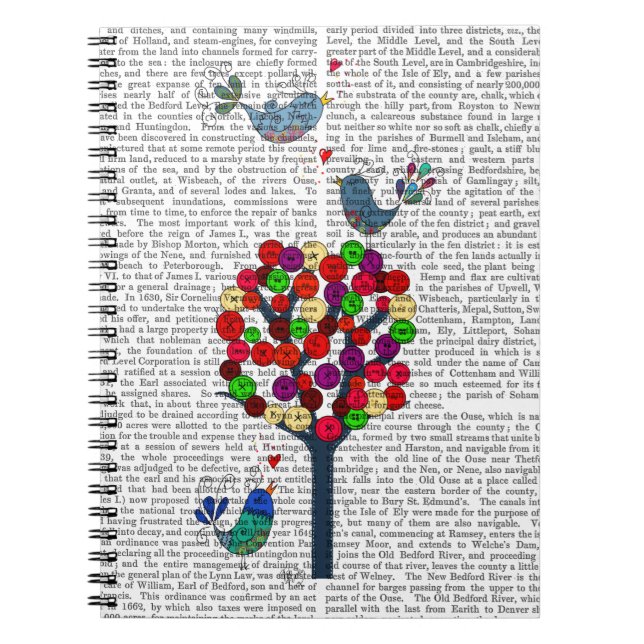 Button Tree and Birds Blue Notebook (Front)