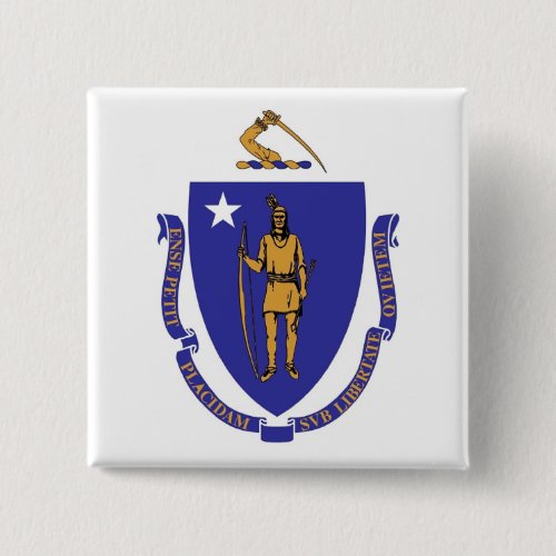 Button with Flag of Massachusetts