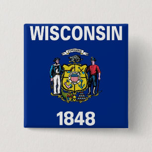 Button with Flag of  Wisconsin
