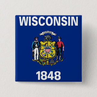 Button with Flag of Wisconsin