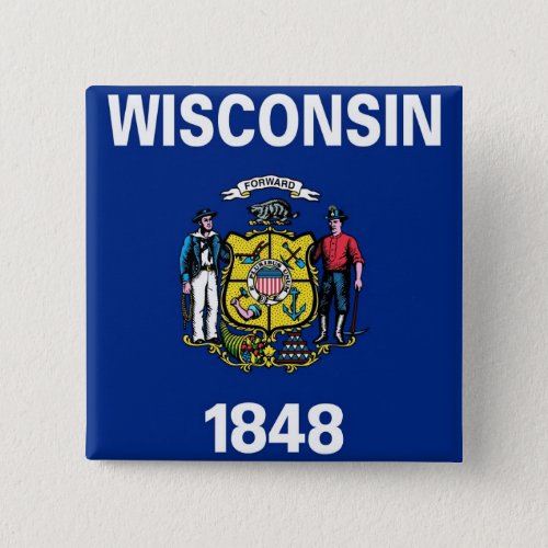 Button with Flag of  Wisconsin