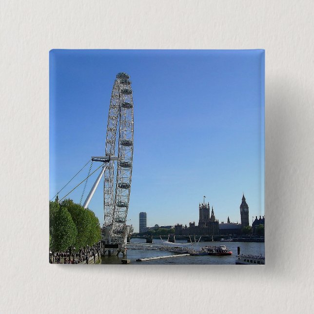 Button with London Eye Ferris Wheel (Front)