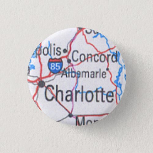 Button with Map of Charlotte  Concord NC