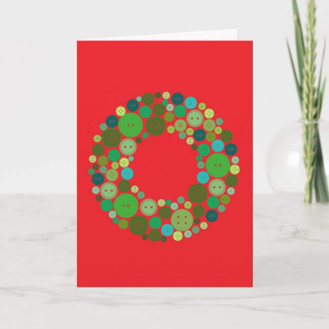 Button Wreath Holiday Card (Front)