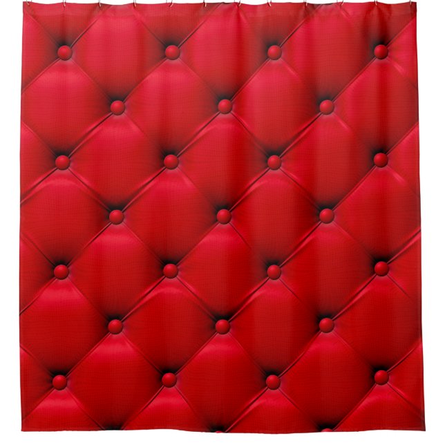 Buttoned on the red Texture. Repeat pattern Shower Curtain (Front)