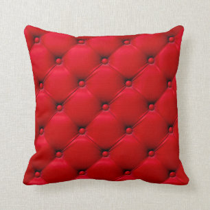 Buttoned on the red Texture. Repeat pattern Throw Pillow