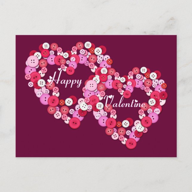Buttonised hearts postcard (Front)