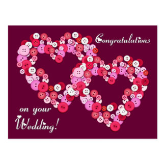 Buttonised hearts postcard