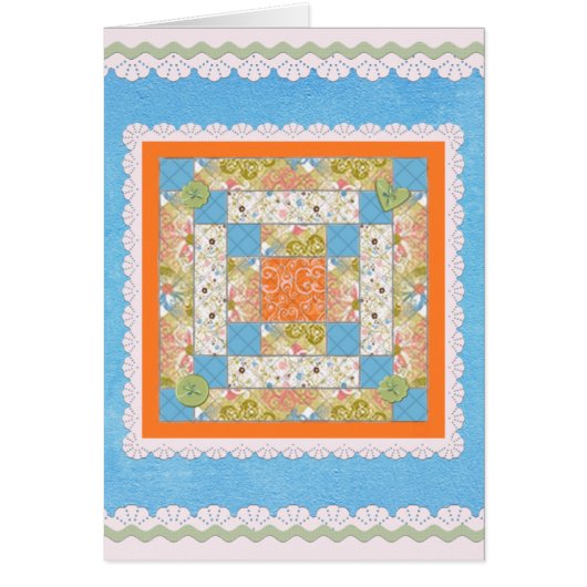 Buttons and Lace Quilt Block Card (Front)