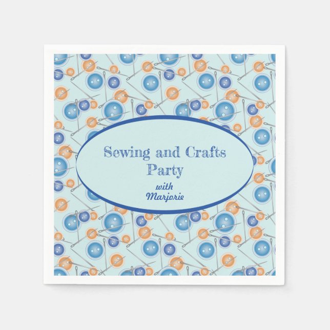 Buttons and Needles Custom Sewing Crafts Party Napkins (Front)