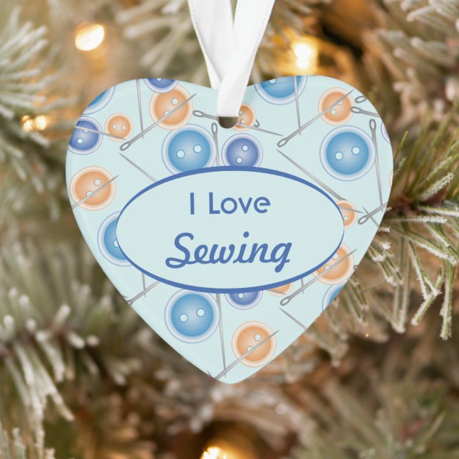 Buttons and Sewing Needles I Love Sewing Ornament (Tree)