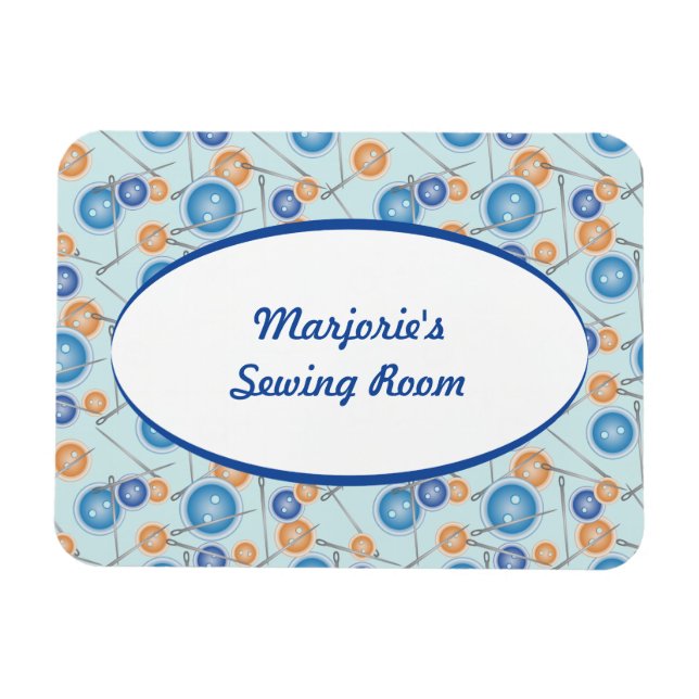 Buttons and Sewing Needles Magnet (Horizontal)