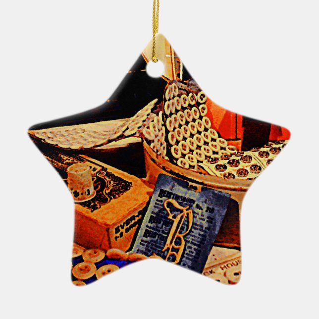 Buttons and Snaps Ceramic Ornament (Front)