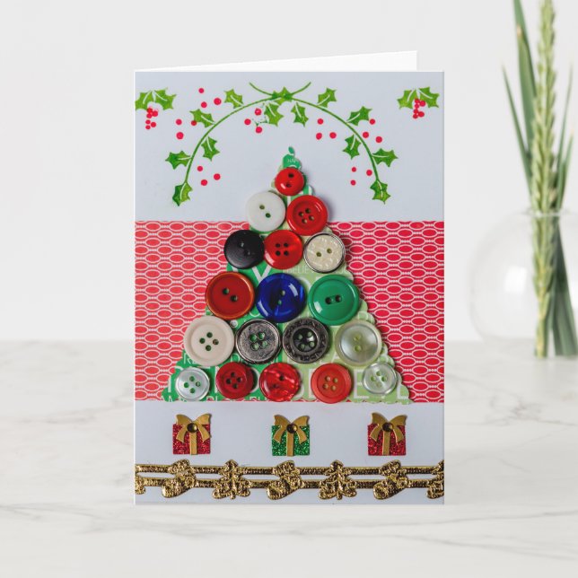 Buttons Christmas tree greeting card (Front)