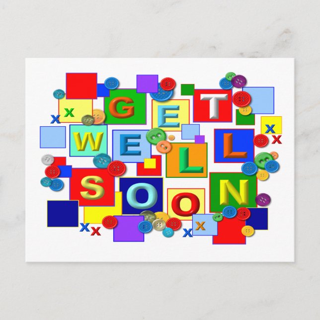 BUTTONS ~  Get Well Postcard (Front)
