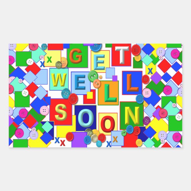 BUTTONS ~ Get Well Sticker (Front)