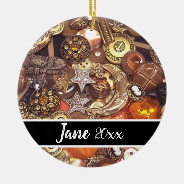 Buttons in Celestial Designs and Colors Ceramic Ornament (Front)