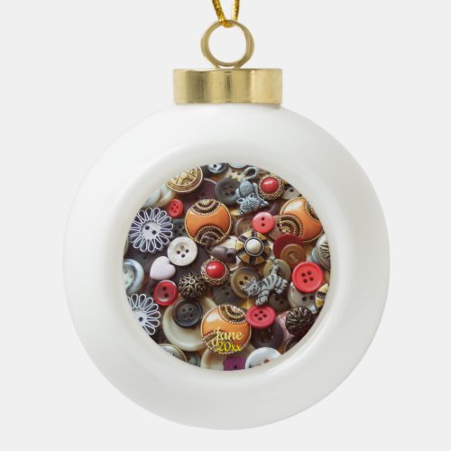 Buttons Novelty Cats  Mouse Ceramic Ball Christmas Ornament