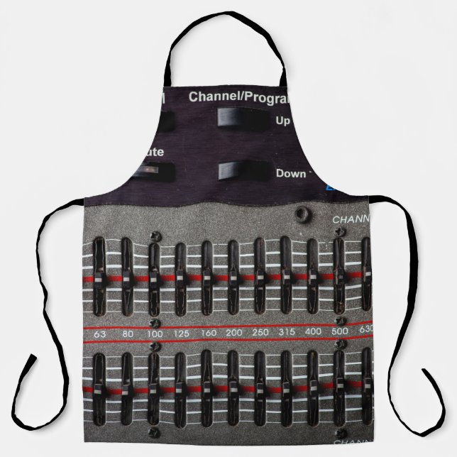 Buttons on a sound mixer in a recording studio. apron (Front)