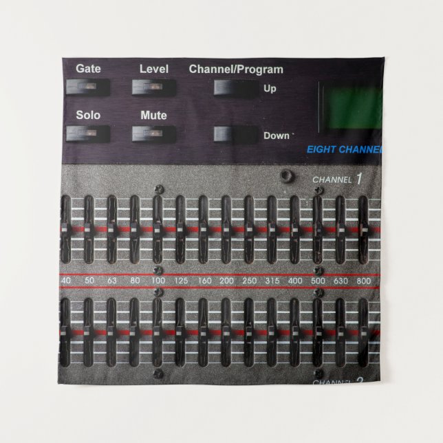 Buttons on a sound mixer in a recording studio. tapestry (Front)