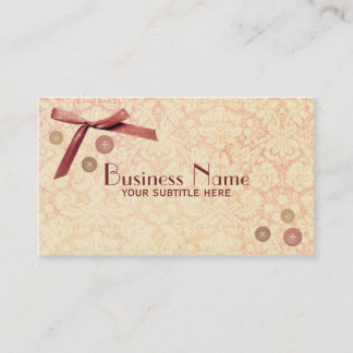 Buttons Pink Bow Damask Vintage Business Card