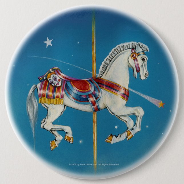 Buttons - Red, White & Blue Carousel Horse (Front)