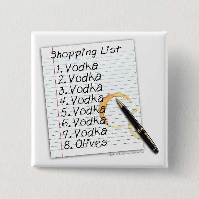BUTTONS, VODKA SHOPPING LIST BUTTON (Front)