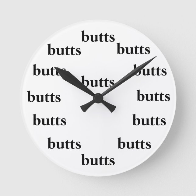 butts immature humor joke wall clock (Front)