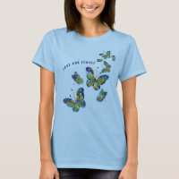 BUTTTERFLY LOVE OUR PLANET T-SHIRT -BLUE