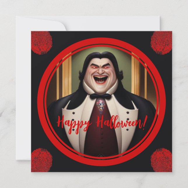 Buxom Count Dracula Happy Halloween Card (Front)