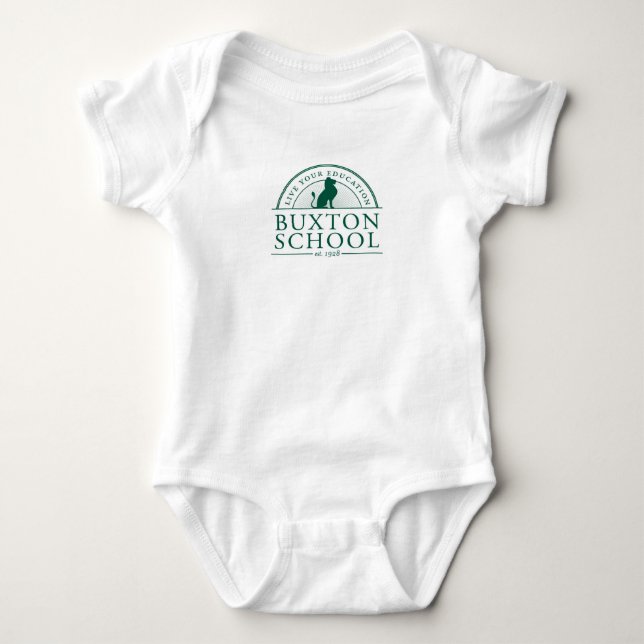 Buxton School Baby Onsie White Baby Bodysuit (Front)