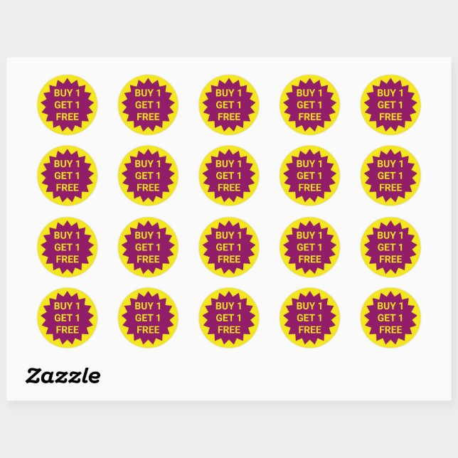 Buy 1 Get 1 Free Promotional Small Business Classic Round Sticker (Sheet)