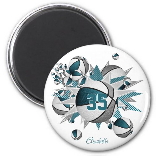 buy 1 or buy for team teal gray basketballs stars magnet