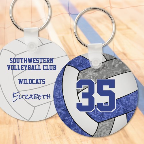 buy 1 or in bulk blue gray volleyball team colors keychain