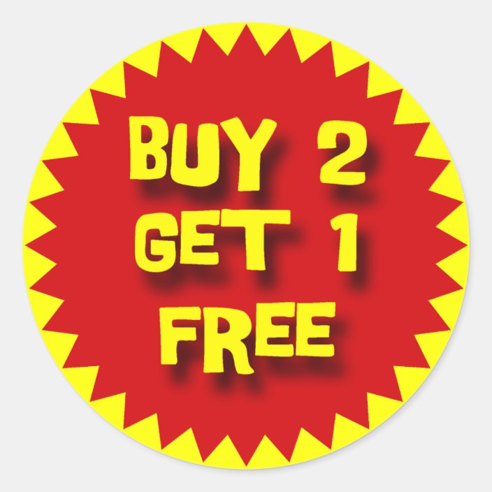 BUY 2 GET 1 FREE RETAIL BADGE CLASSIC ROUND STICKER BUY 2 GET 1 FREE RETAIL BADGE CLASSIC ROUND STICKER
