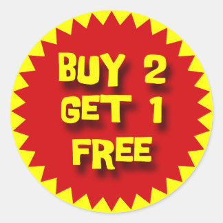 BUY 2 GET 1 FREE RETAIL BADGE CLASSIC ROUND STICKER