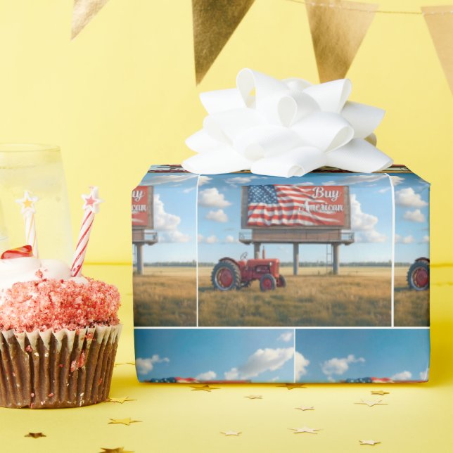 Buy American Billboard Sign With Old Tractor Wrapping Paper (Birthday Party)