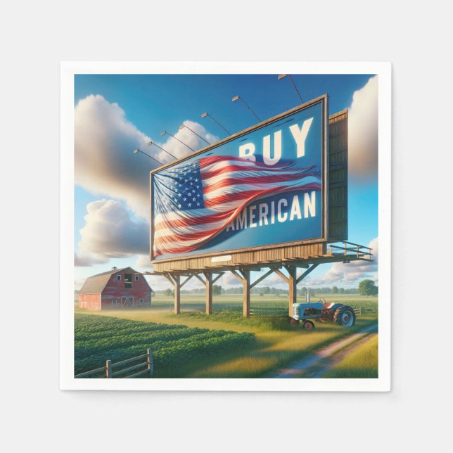 Buy American Billboard With Farm Tractor Napkins (Front)