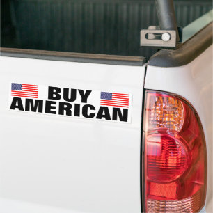 Buy American car bumper stickers with USA flag