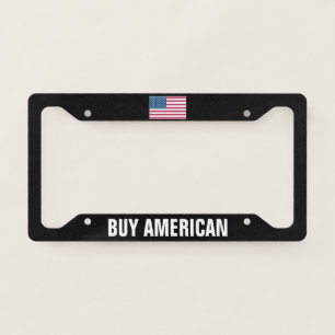 Buy American car license plate frame with flag