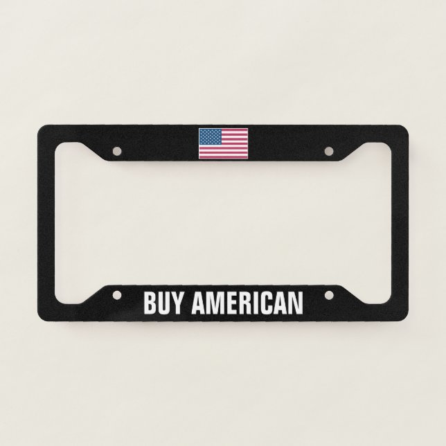 Buy American car license plate frame with flag (Front)