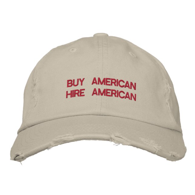 Buy American Hire American Quote Trump Patriot Embroidered Baseball Cap (Front)