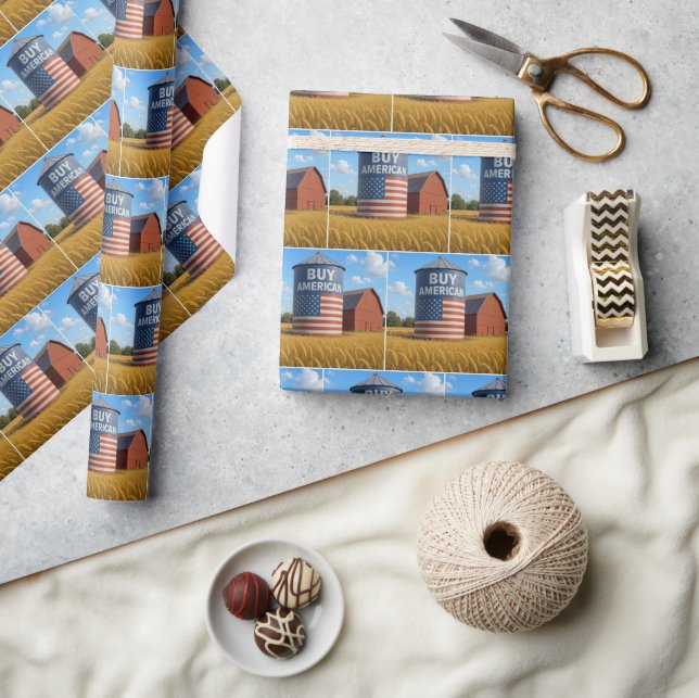 Buy American Sign On a Farm Silo Wrapping Paper (Crafts)
