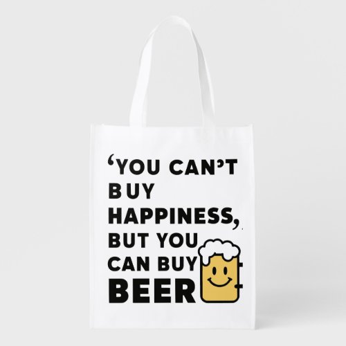 Buy Beer Buy Happiness  Grocery Bag